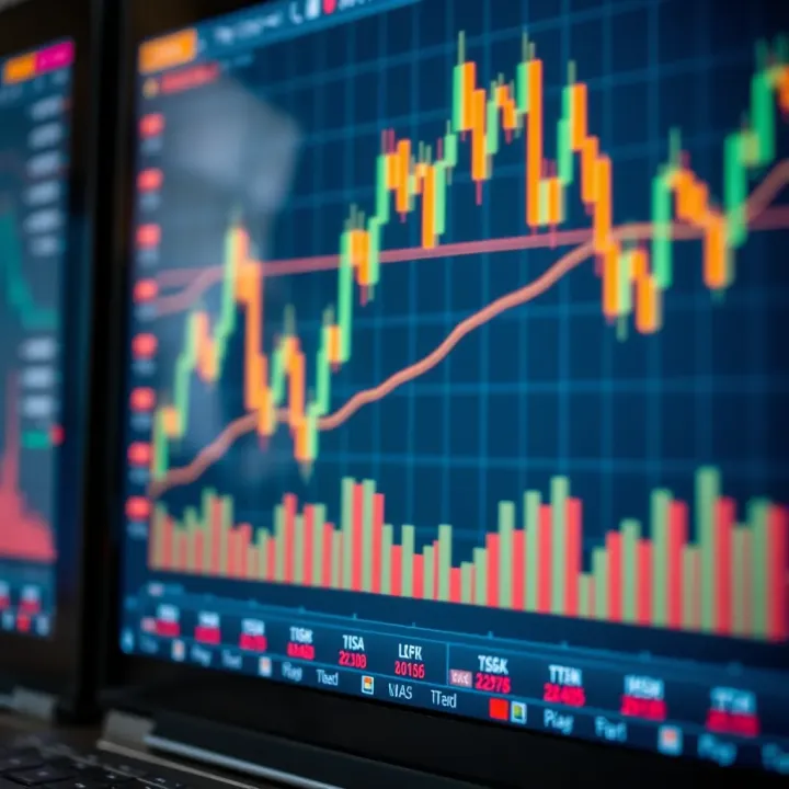 Chart displaying financial market trends and technical indicators