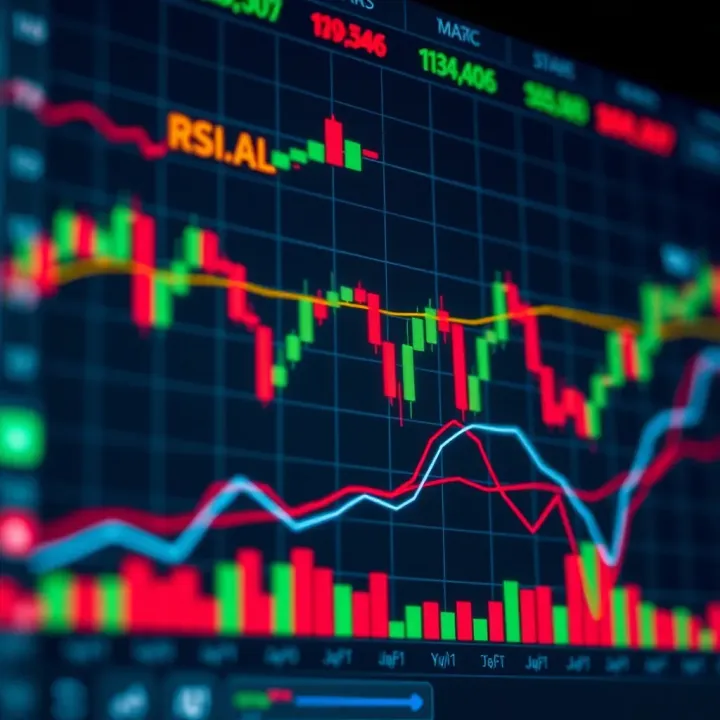 Utilizing Technical Indicators on Stock Price Graphs Graph showing various technical indicators like moving averages and RSI on stock price data