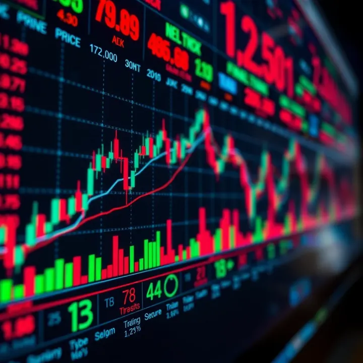 Price Trends and Trading Volume in Financial Markets Chart showing price trends and trading volume on financial markets