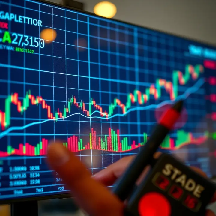 Graph showing stock price trends with technical indicators