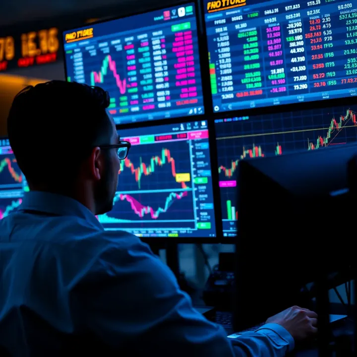 Analyzing Economic Data for Effective Forex Trading Strategy Trader analyzing economic data on multiple screens to make informed Forex trading decisions
