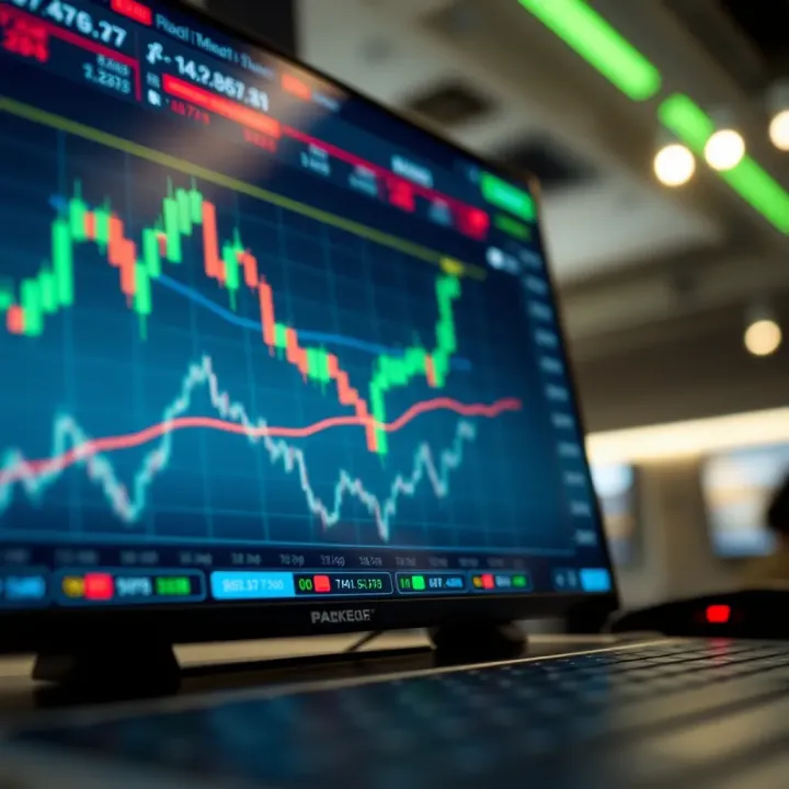 Chart displaying upward and downward trends on a financial trading platform