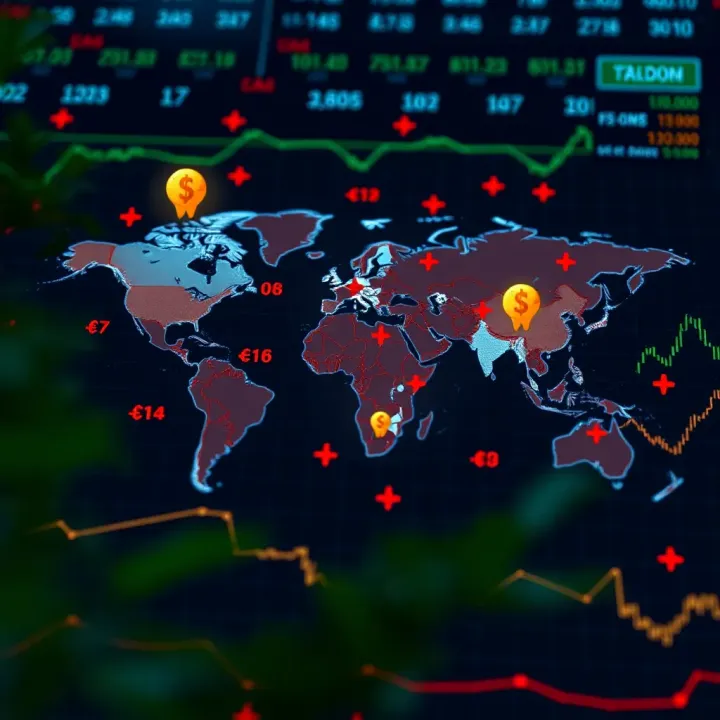 Global Currency Exchange in Forex Trading Global currency exchange symbols surrounding a digital world map