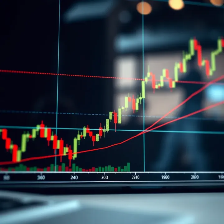 Graph showing trend lines and support resistance levels on a stock price chart