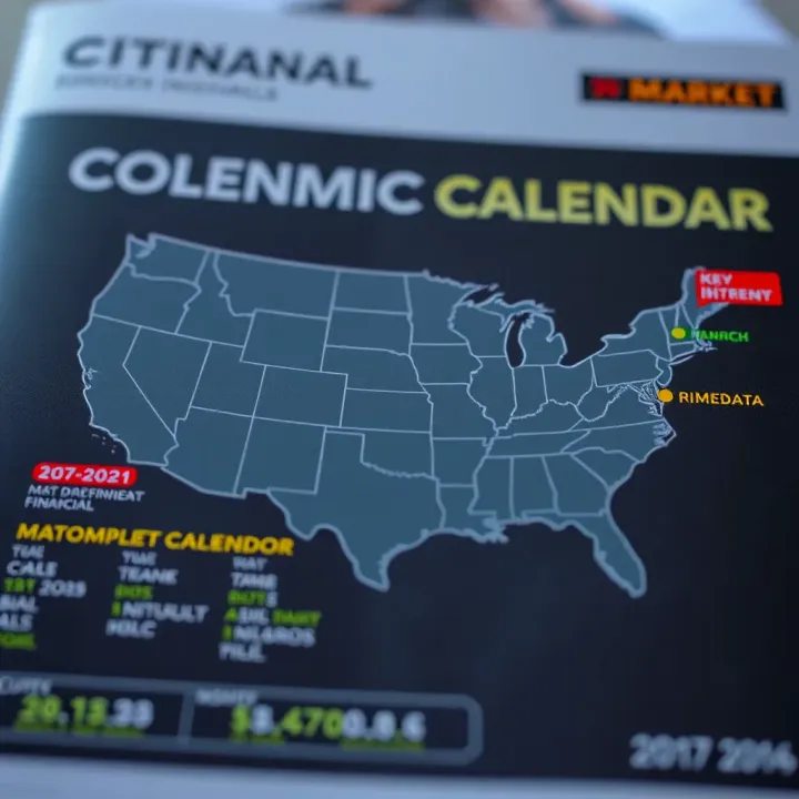 Graphic representation of the United States economic calendar highlighting key financial data release dates and their market impact